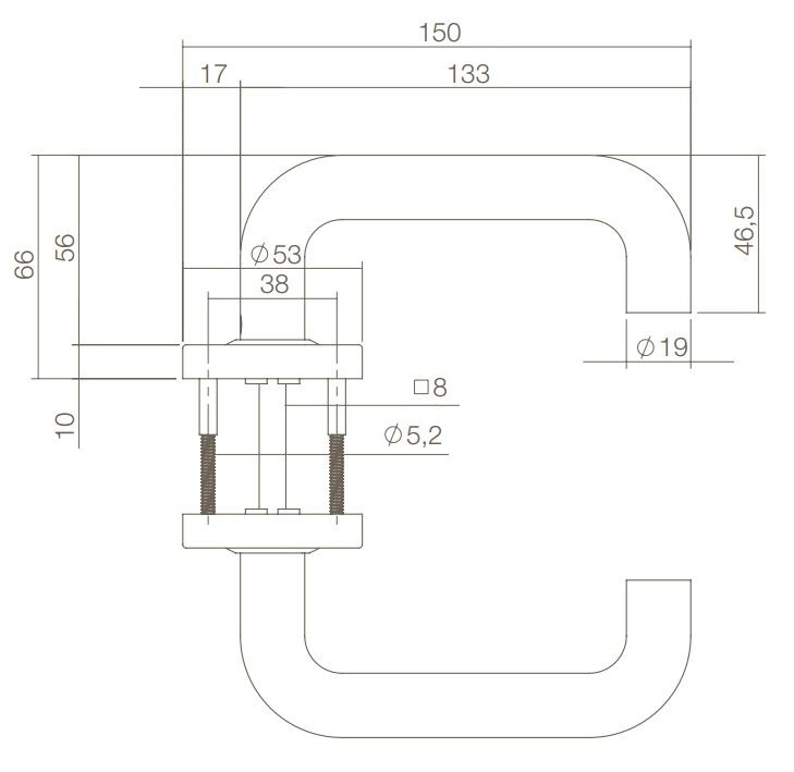 Intersteel enkele deurklink Bern Op ronde rozet rvs/mat zwart - Afbeelding 2