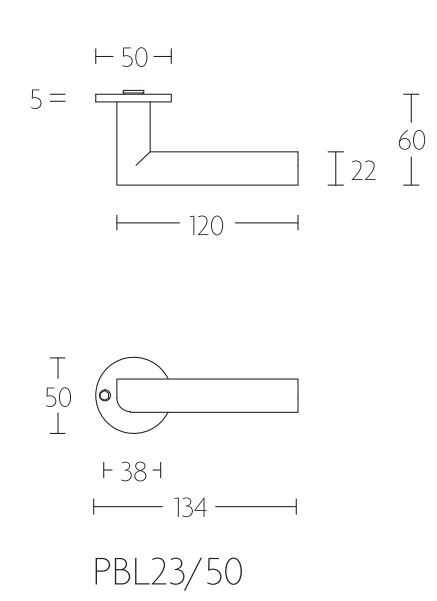 Enkele deurklink rechts PIET BOON PBL23/50 mat rvs - Afbeelding 2