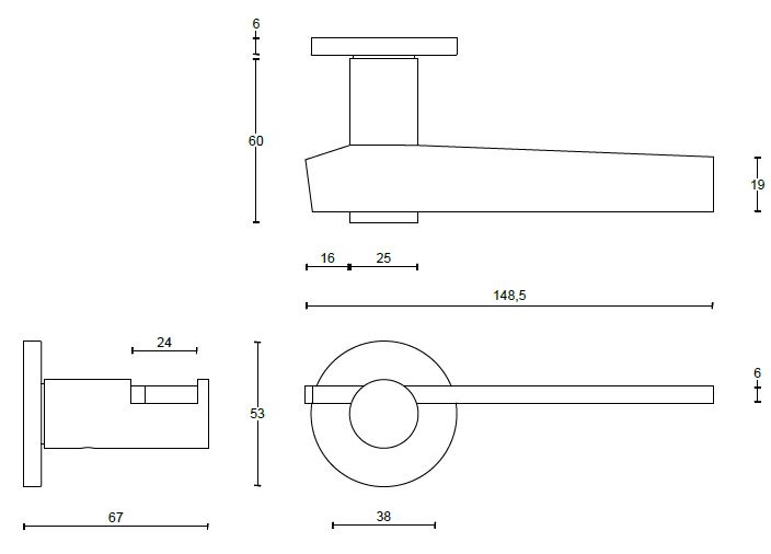 Deurklink TENSE BB100-G Op rozet mat rvs - Afbeelding 2