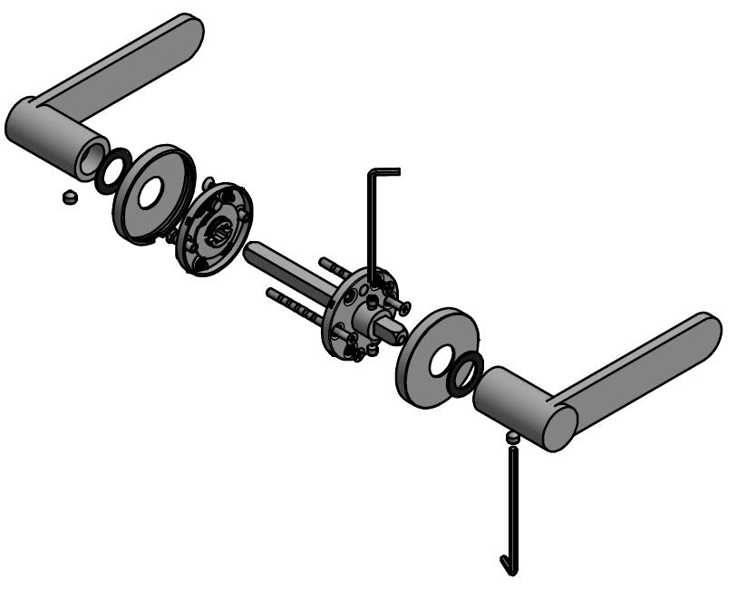 Deurklink TENSE BB103-G Op rozet mat rvs - Afbeelding 3