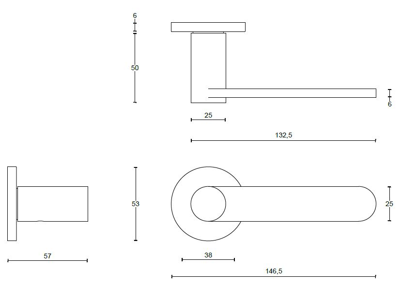 Deurklink TENSE BB103-G Op rozet mat zwart - Afbeelding 2