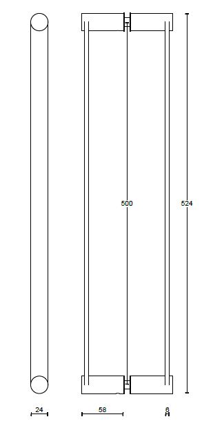 Set deurgrepen TENSE BB501 PA 500 mm mat zwart - Afbeelding 2