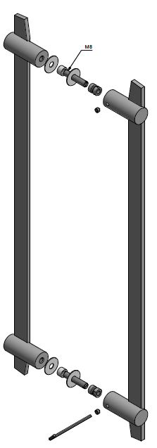 Set deurgrepen TENSE BB500 PA 500 mm mat rvs - Afbeelding 3