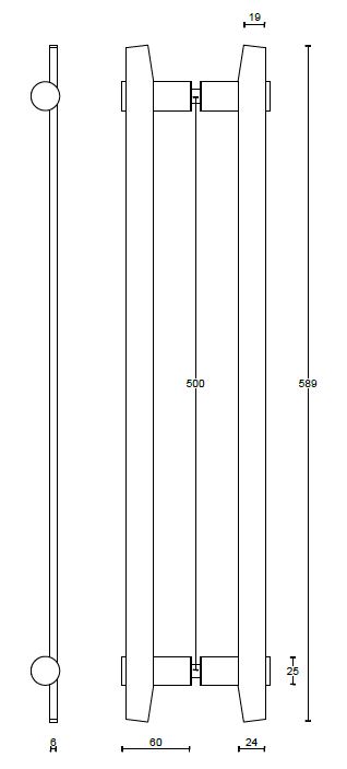 Deurgreep TENSE BB500 PS 500 mm mat rvs - Afbeelding 2
