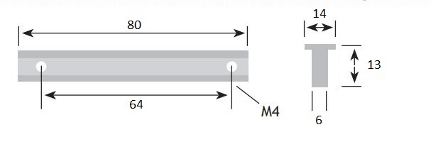 Greep aluminium 64 mm - Afbeelding 2