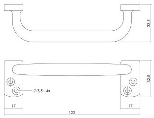 Intersteel handgreep Haags model 120 mm chroom mat - Afbeelding 2