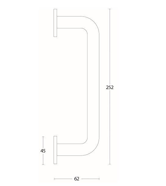 Intersteel deurgreep 252x62x19 rvs - Afbeelding 2