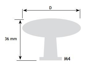 Knop Ovaal zwart 60 mm - Afbeelding 2