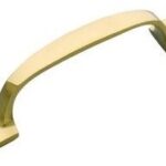 Handgreep op vierkante voet 130 mm messing ongelakt