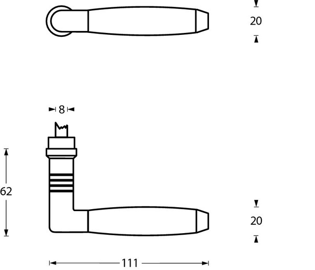 Intersteel enkele deurklink Ton 400 chroom/ebbenhout - Afbeelding 2