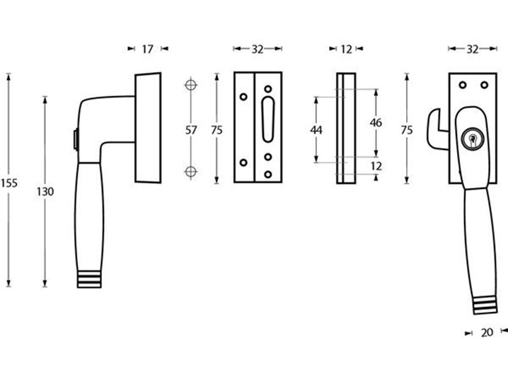 Intersteel SKG1 afsluitbare raamsluiting rechts Ton 222 nikkel mat/ebbenhout compleet - Afbeelding 2