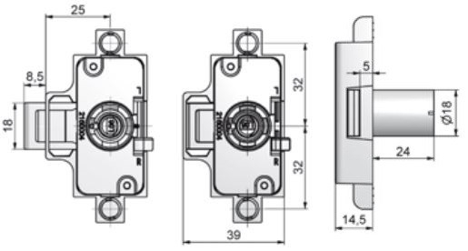 Draaistangslot 750 voor cilinder Vernikkeld 25 mm - Afbeelding 2