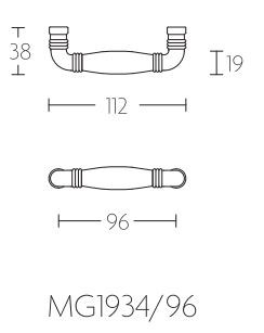 Meubelgreep TIMELESS MG1934-96 glans nikkel/ebbenhout 96 mm - Afbeelding 2