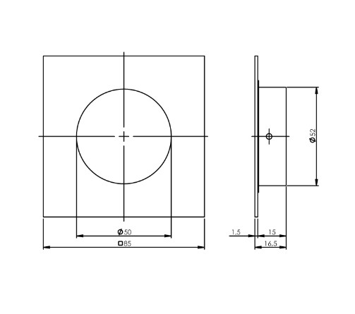 Intersteel Schuifdeurkom 4-kant 52/85mm rvs - Afbeelding 2