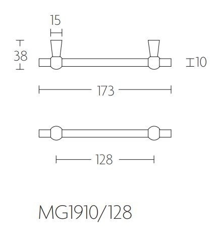 Meubelgreep Timeless MG1910-128 Messing Ongelakt 128 mm