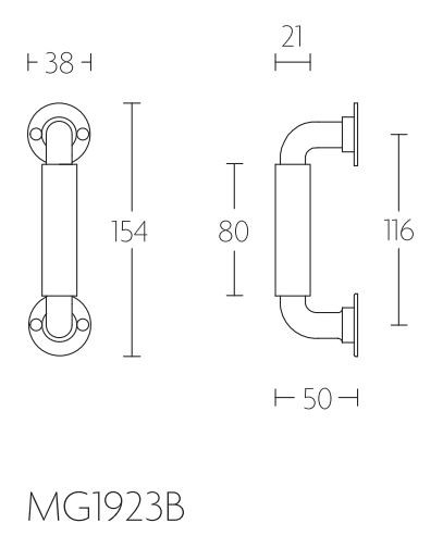 Deurgreep TIMELESS MG1923B messing ongelakt - Afbeelding 2