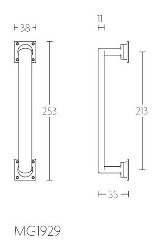 Deurgreep TIMELESS MG1929 messing ongelakt - Afbeelding 2