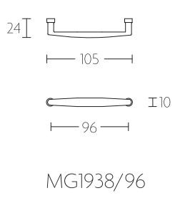 Meubelgreep Timeless MG1938-96 Messing Ongelakt 96 mm