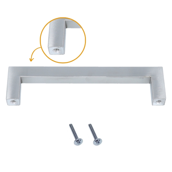 Greep recht RVS 128 mm