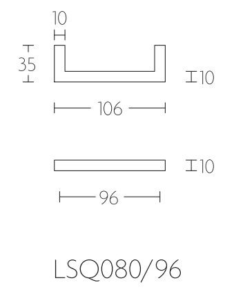 Meubelgreep Square LSQ80-96 Mat RVS 96 mm