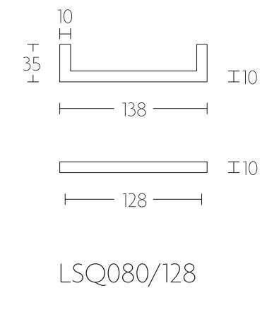 Meubelgreep Square LSQ80-128 Mat RVS 128 mm