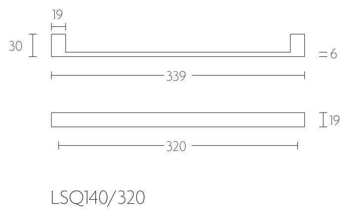 Meubelgreep Square LSQ140-320 Mat RVS 320 mm