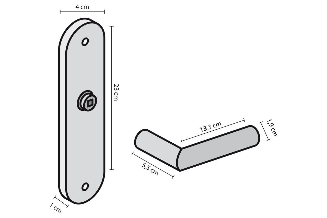 Deurklink London op schild vierkant Blind aluminium - Afbeelding 2