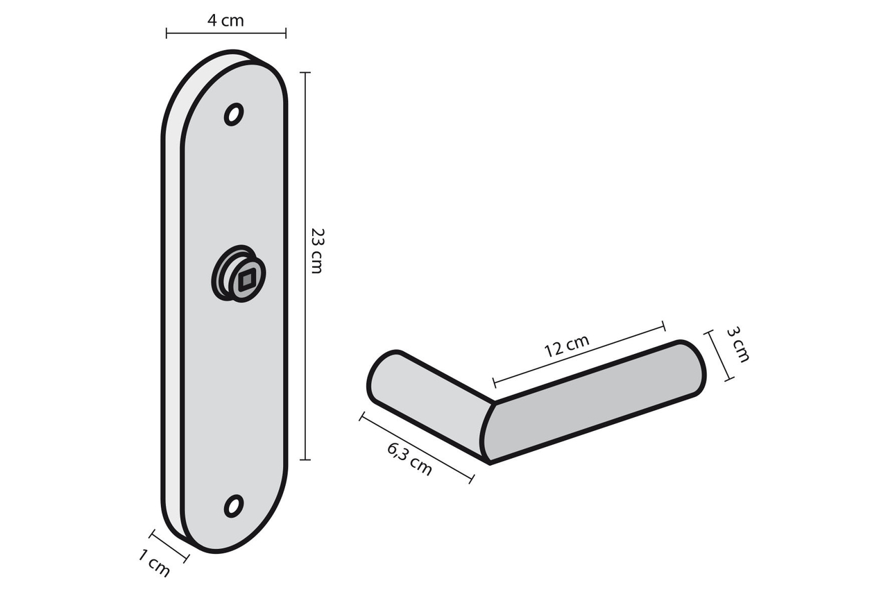 Deurklink Windsor op schild Ovaal WC63 aluminium - Afbeelding 2