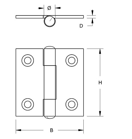 DX Scharnier blank verzinkt 25x22 mm - Afbeelding 2
