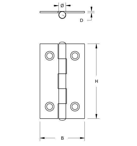 Smalscharnier 30x20 mm RVS Gepolijst