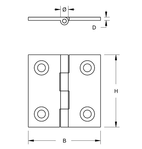 DX Smalscharnier 30x30 mm rvs gepolijst - Afbeelding 2