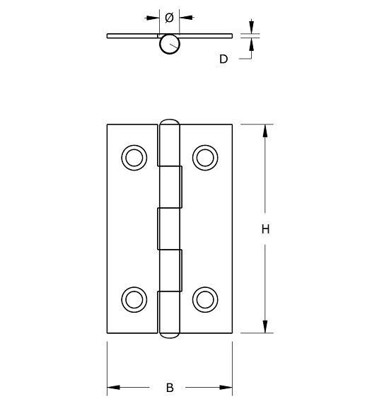 DX Smalscharnier 35x22 mm rvs gepolijst - Afbeelding 2