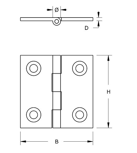 DX Smalscharnier 40x40 mm rvs gepolijst - Afbeelding 2