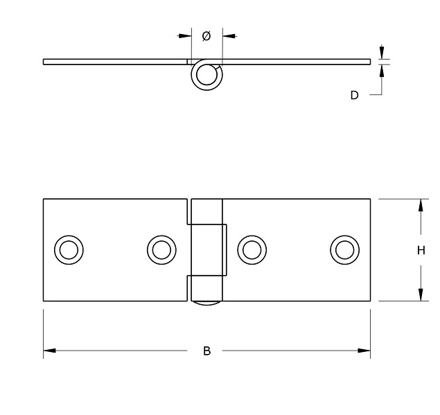 DX Klepscharnier blank verzinkt 20x80 mm - Afbeelding 2
