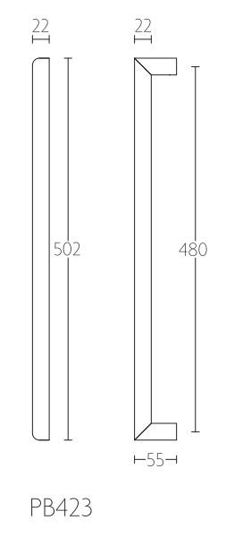 Set Deurgrepen PIET BOON PB423 PA 480 mm Mat RVS