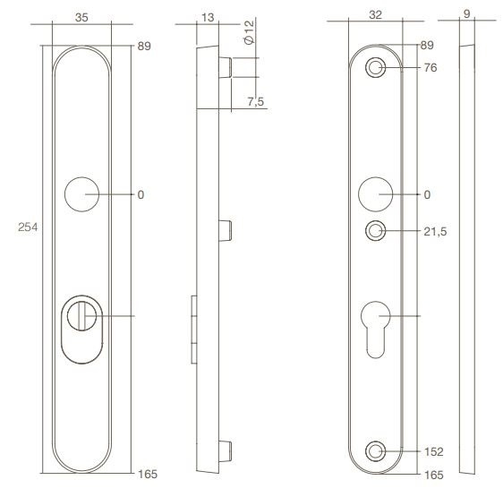 Intersteel SKG3 smalschilden PC 72mm met kerntrek beveiliging rvs - Afbeelding 2