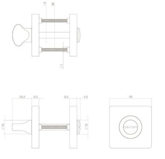 Intersteel wc-sluiting 8 mm vierkant mat zwart - Afbeelding 2