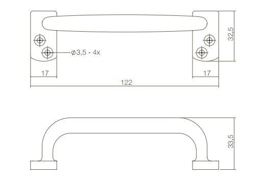 Intersteel handgreep Haags model 120 mm chroom - Afbeelding 2