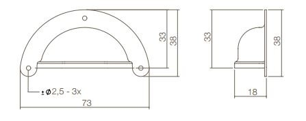 Intersteel Schelpgreep 73x33mm vernikkeld - Afbeelding 2