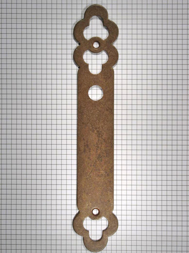 Deurplaat ijzer geroest opengewerkt tbv deurklink