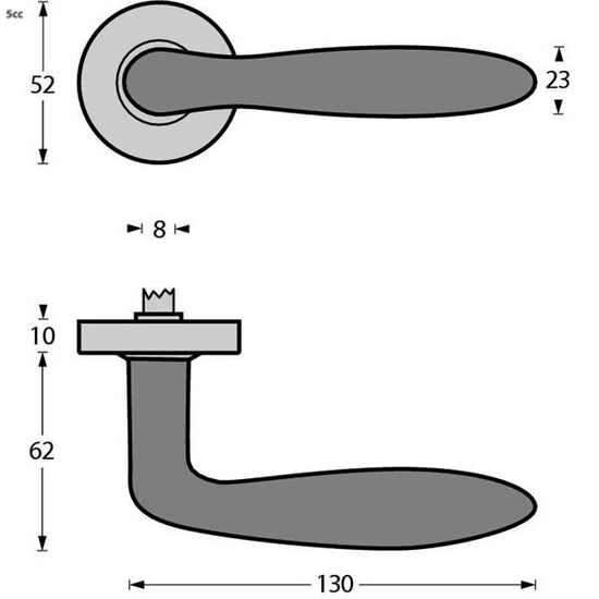 Intersteel deurklink Jupiter op rozet + ring + veer rvs - Afbeelding 2