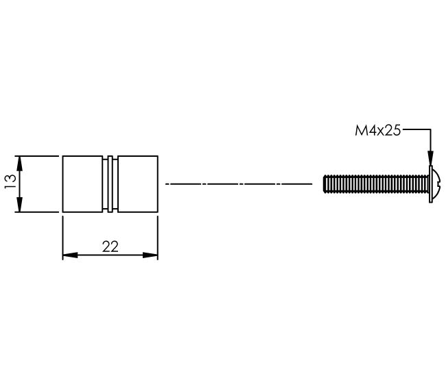 Intersteel knop recht Ø13mm rvs - Afbeelding 2