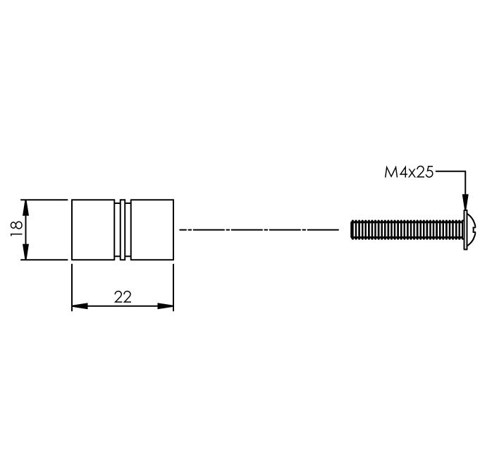Intersteel knop recht Ø18mm rvs - Afbeelding 2