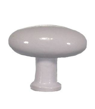 Knop ovaal, wit gelakt, 41 x 24 mm
