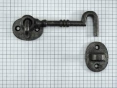 Deurhaak en vanger klein, ijzer blank