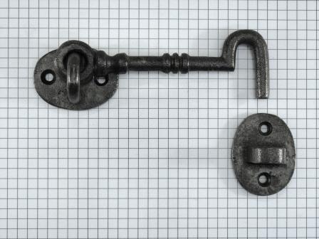 Deurhaak en vanger klein, ijzer blank
