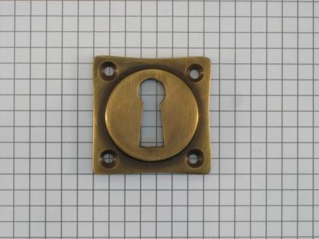 Sleutelplaatje vierkant brons antiek