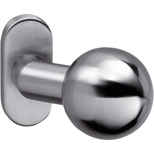 Intersteel knop bol/schuin vast op rozet ovaal 4mm rvs