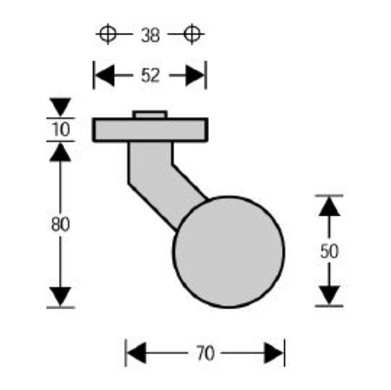 Intersteel knop bol/schuin vast op rozet verdekt 10mm rvs - Afbeelding 2