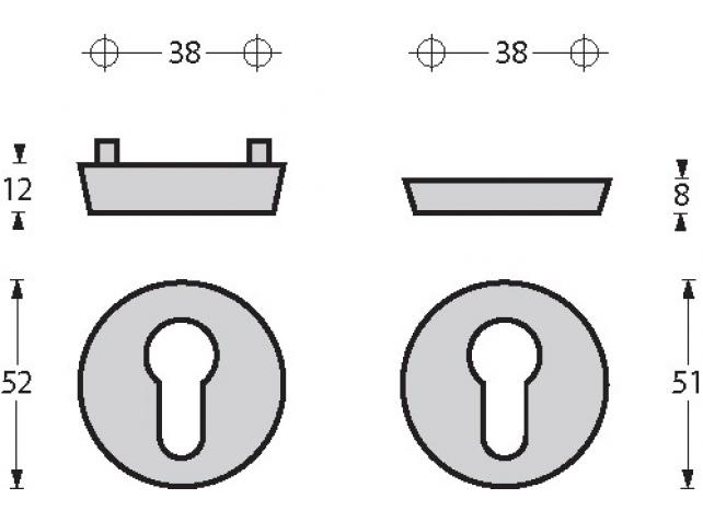 Intersteel SKG3 PC-veiligheid-rozet verdekt rvs - Afbeelding 2